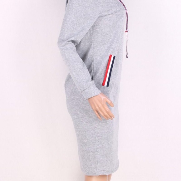 High Neck Sports Casual Dress Gray - Picture 2 of 6
